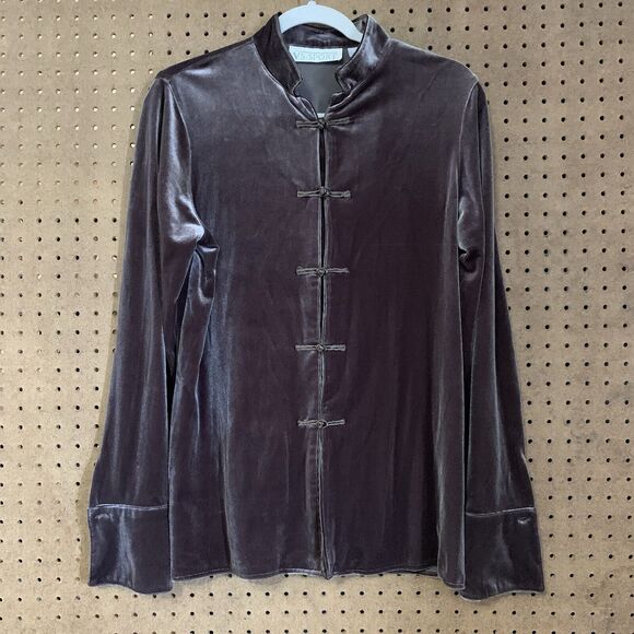 Vintage VS Sport Velvet Long Sleeve top Blouse Jacket Shanghai Tang 90s Medium - Picture 1 of 5